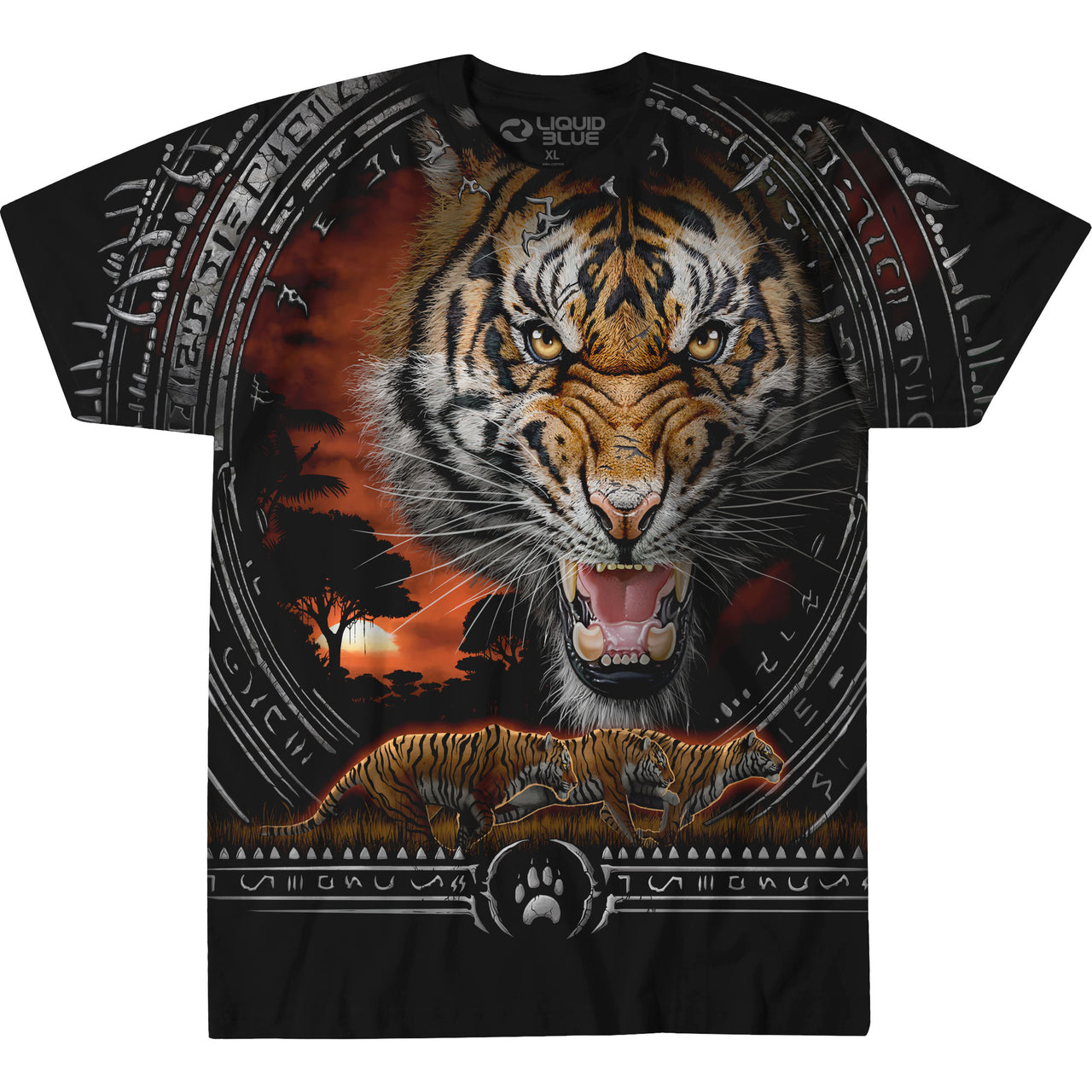 Tribal Tiger Black T-Shirt