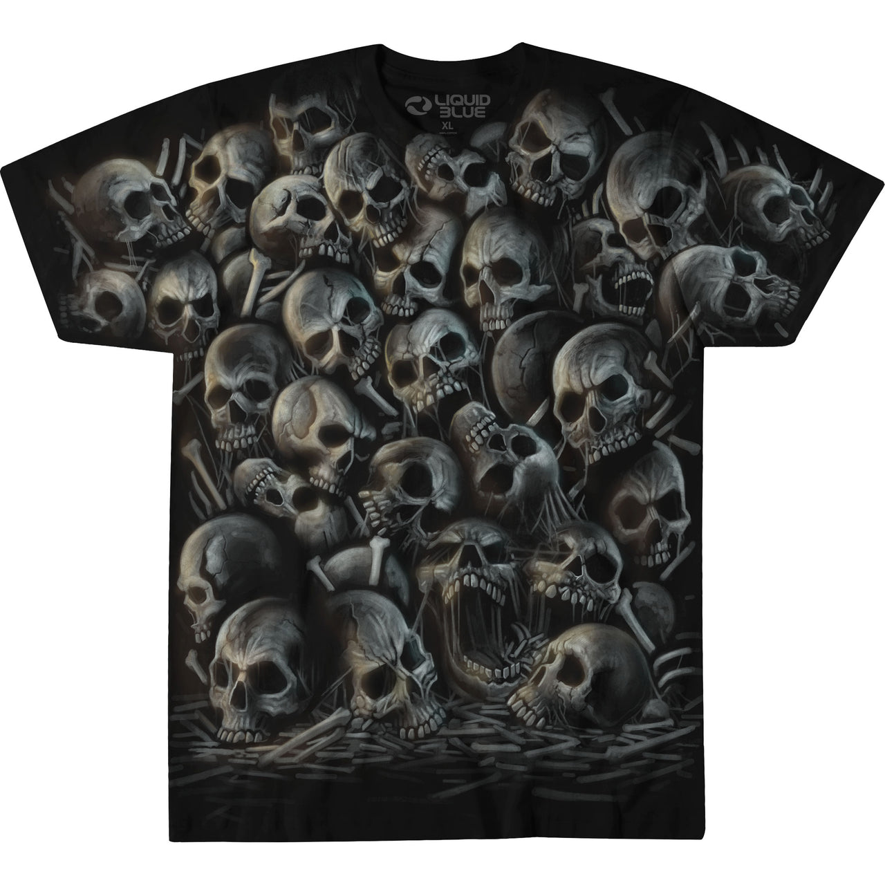 All Over Skulls Black T-Shirt