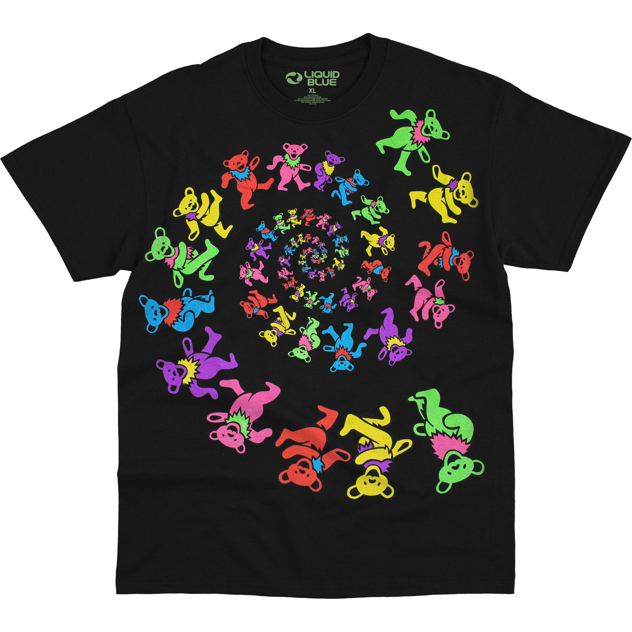 Spiral Bears Blacklight Black T-Shirt
