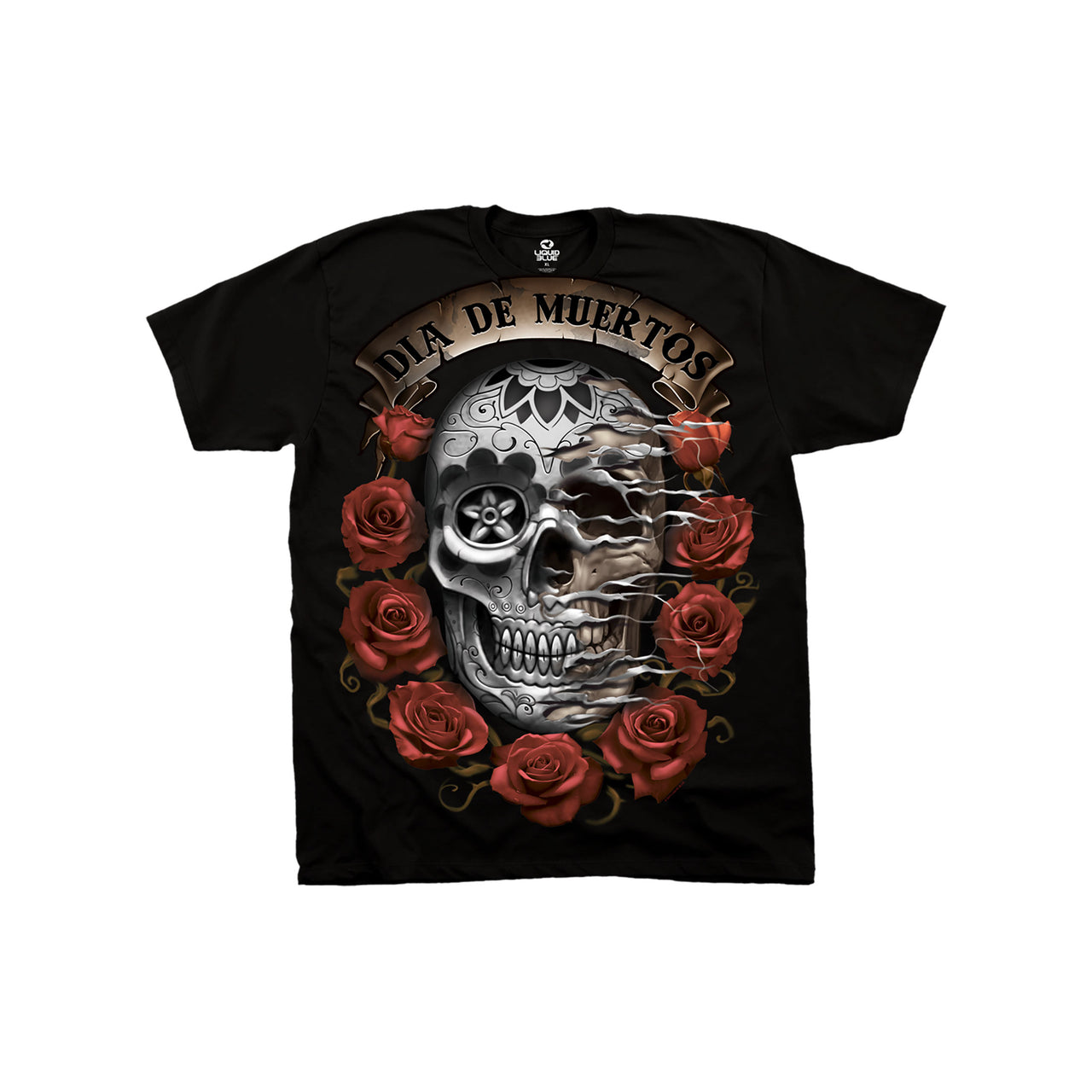 Dia De Muertos Skull Black T-Shirt