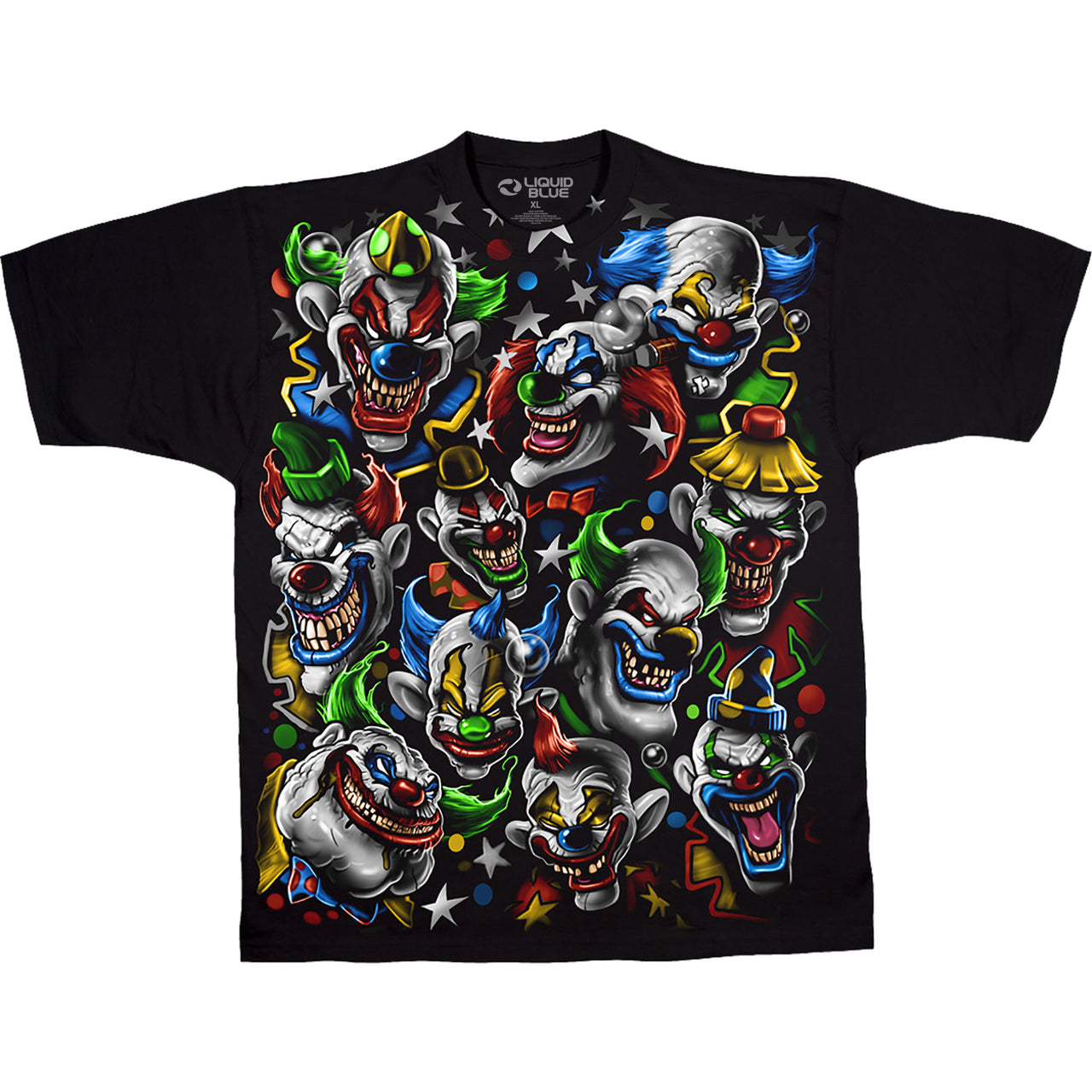 Colored Clowns Black T-Shirt
