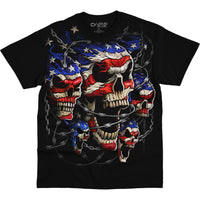 Thumbnail for Patriotic Skulls Black T-Shirt