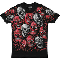 Thumbnail for Skull Pile Red Grey Black Athletic T-Shirt