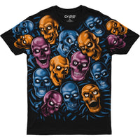 Thumbnail for Skull Pile Blue Pink Orange Black Athletic T-Shirt