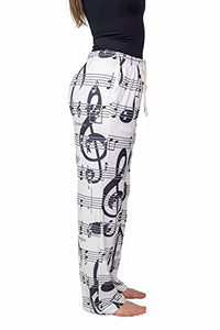 Thumbnail for Waist down photo of model wearing Music Notes pajama lounge pants side view (white background)