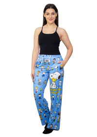Thumbnail for Model standing wearing Snoopy Friends pajama lounge pants over white background