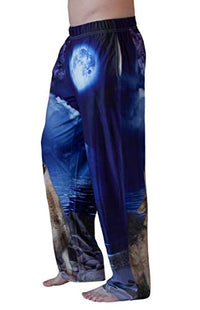 Thumbnail for Waist down photo of model wearing Howling Wolf pajama lounge pants side view (white background)