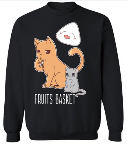 FRUITS BASKET- CHIBI CAT, RAT & RICEBALL JRS CREW NECK SWEATER