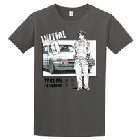 Thumbnail for INITIAL D (COMIC) - TAKUMI FUJIWARA MEN'S CHARCOAL T-SHIRT
