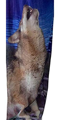 Thumbnail for Close up image of wolf howling graphic on pajama lounge pants