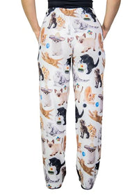 Thumbnail for Waist down photo of model wearing Life Is Better With A Cat pajama lounge pants back view (white background)