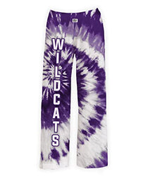 Thumbnail for BRIEF INSANITY Kansas Wildcats Purple & White Tie-Dye Pajama Lounge Pants