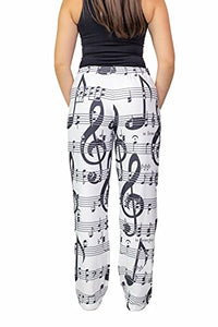 Thumbnail for Waist down photo of model wearing Music Notes pajama lounge pants back view (white background)