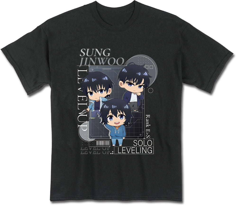 SOLO LEVELING - SUNG JINWOO E-S SD VERSION ART BLACK MEN'S T-SHIRT