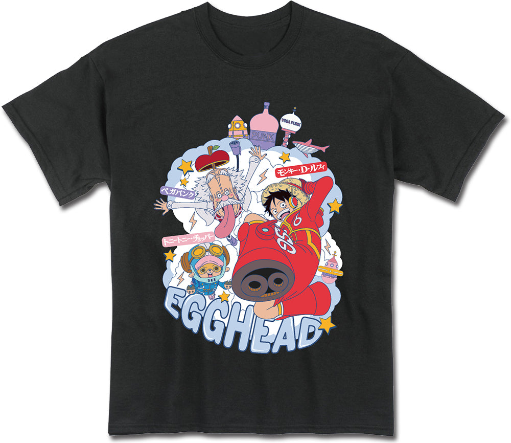 ONE PIECE- CHOPPER & LUFFY & VEGAPUNK ON EGGHEAD BLACK MEN'S T-SHIRT