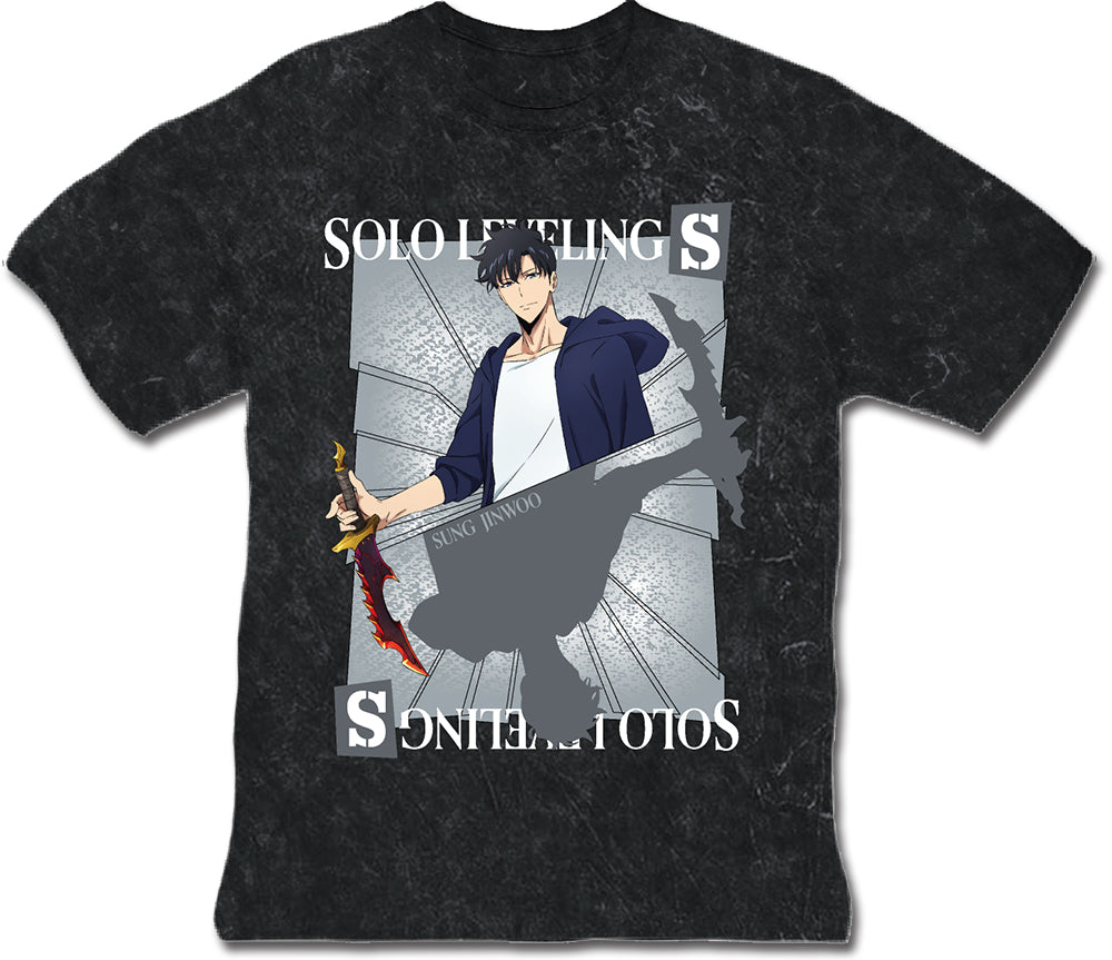 SOLO LEVELING - SUNG JINWOO MINERAL WASH BLACK MEN'S T-SHIRT