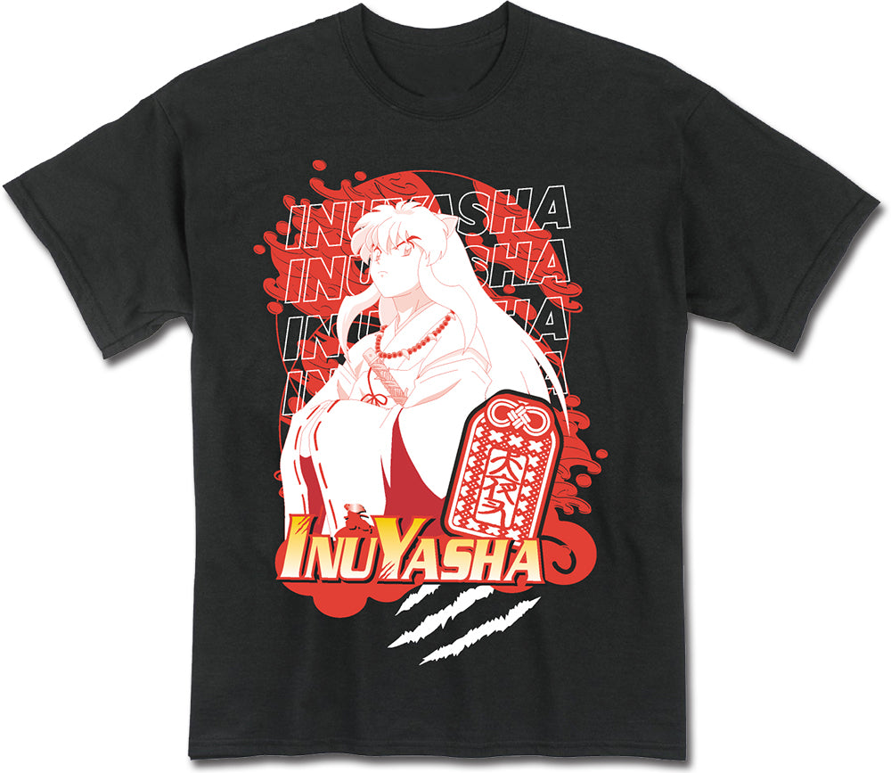 INUYASHA - INUYASHA & PATTERN BLACK MEN'S T-SHIRT