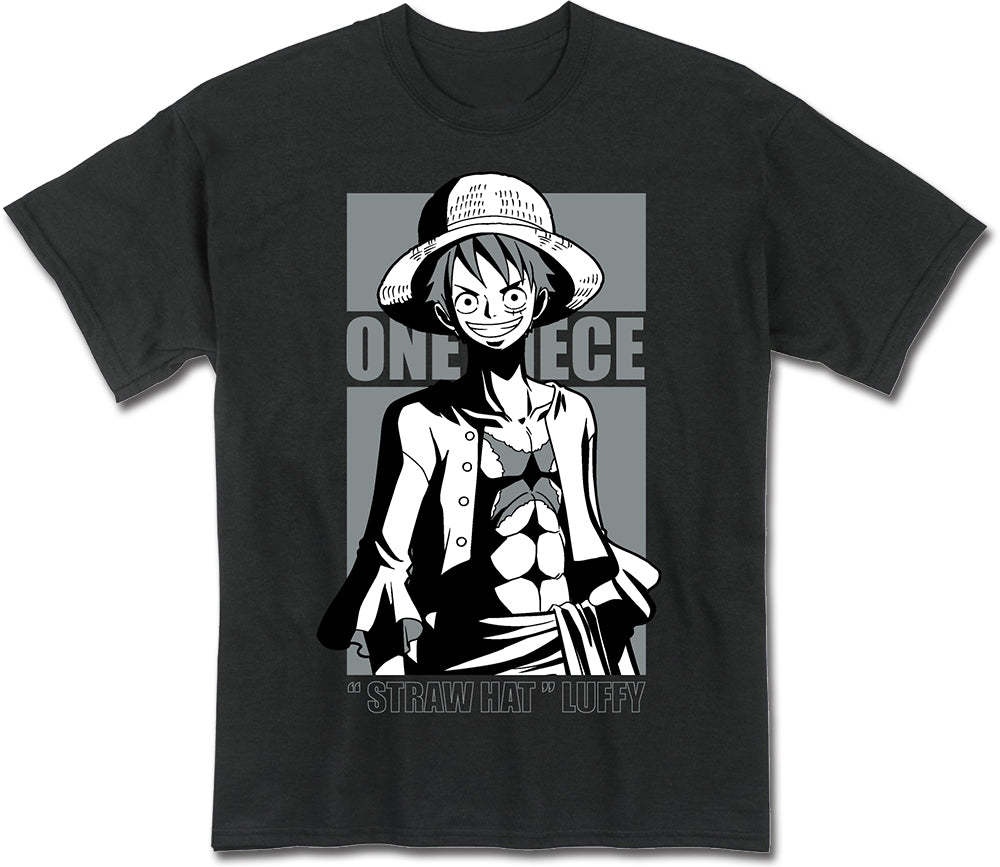 ONE PIECE - LUFFY FREECSS WITH CHARACTER ART BLACK MEN'S T-SHIRT