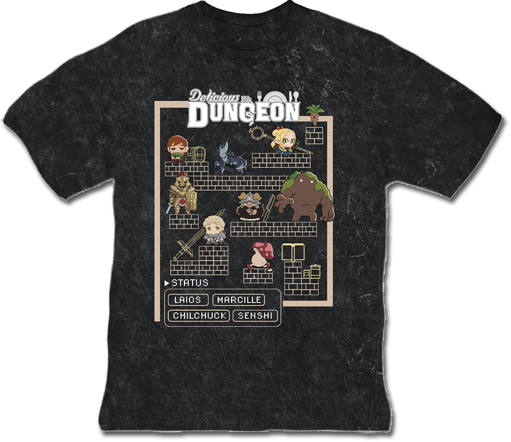 DELICIOUS IN DUNGEON - MAIN CHARACTERS & MONSTERS SD VER. BLACK T-SHIRT