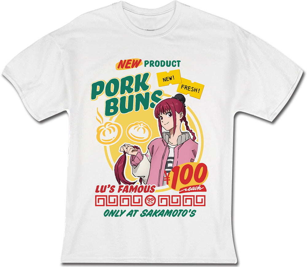 SAKAMOTO DAYS - LU XIAOTANG AND PORKBUNS WHITE MEN'S T-SHIRT