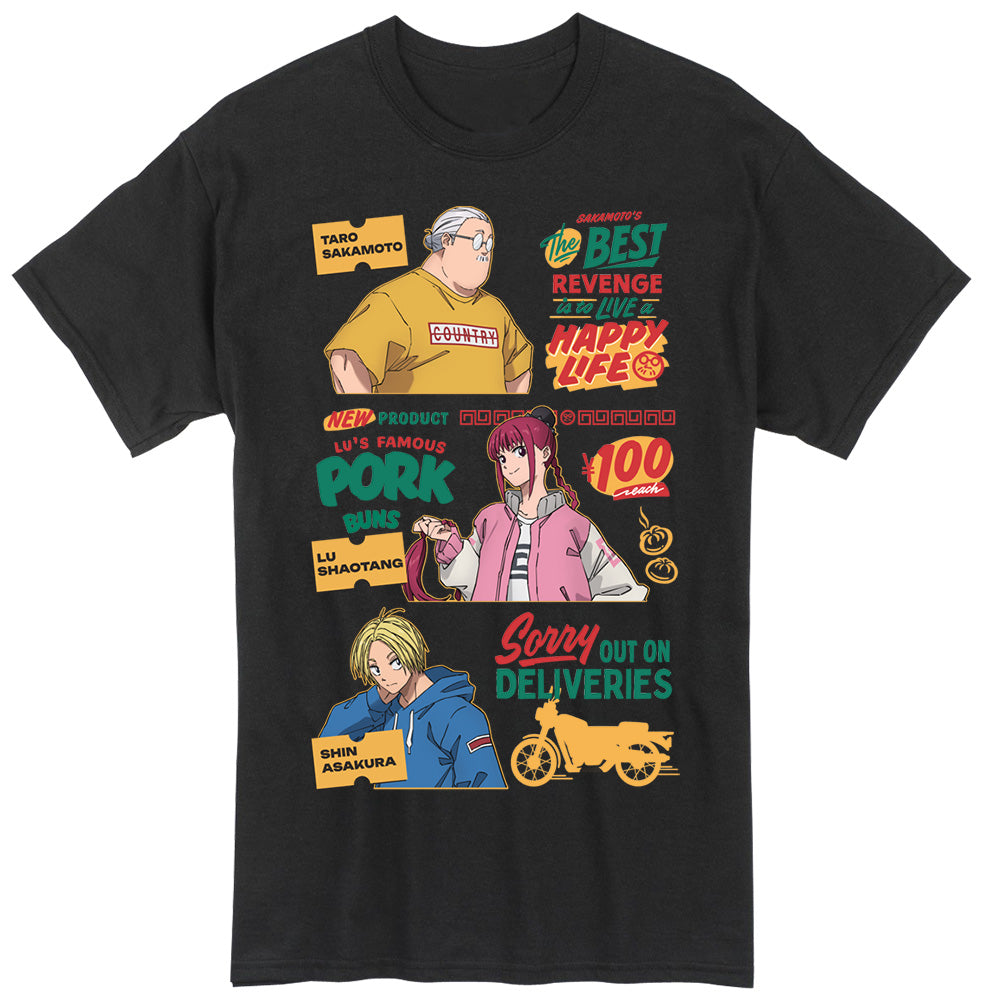 SAKAMOTO DAYS - CHARACTER WITH STORE GRAPHIC BLACK MEN'S T - SHIRT