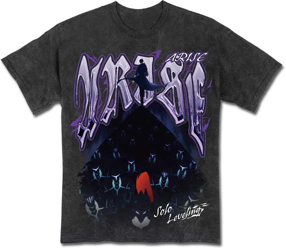 SOLO LEVELING- SUNG JINWOO ART BLACK MINERAL WASH MEN'S T-SHIRT