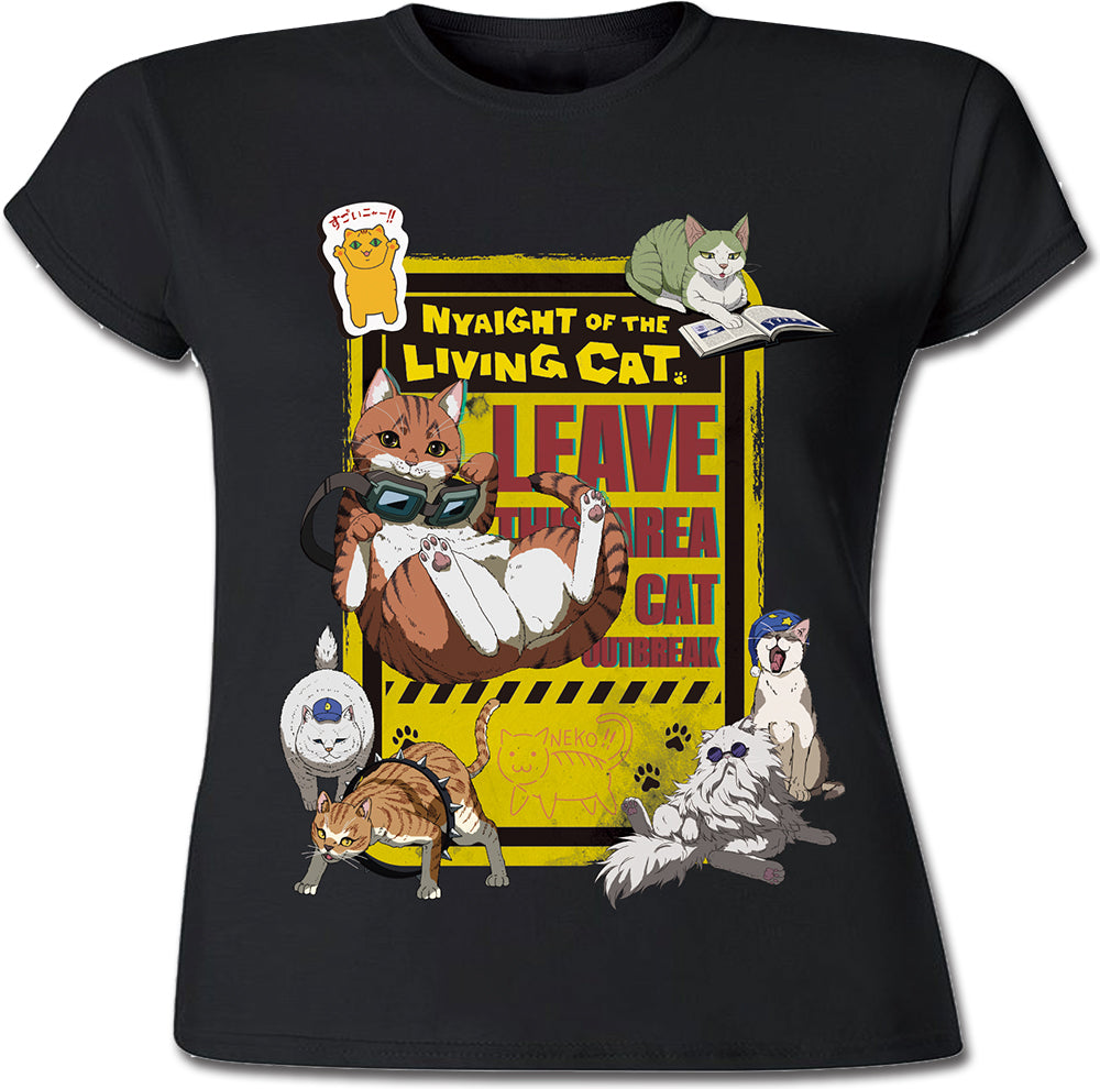 NYAIGHT OF THE LIVING CAT - CAT COLLEGE ART BLACK JUNIOR T-SHIRT