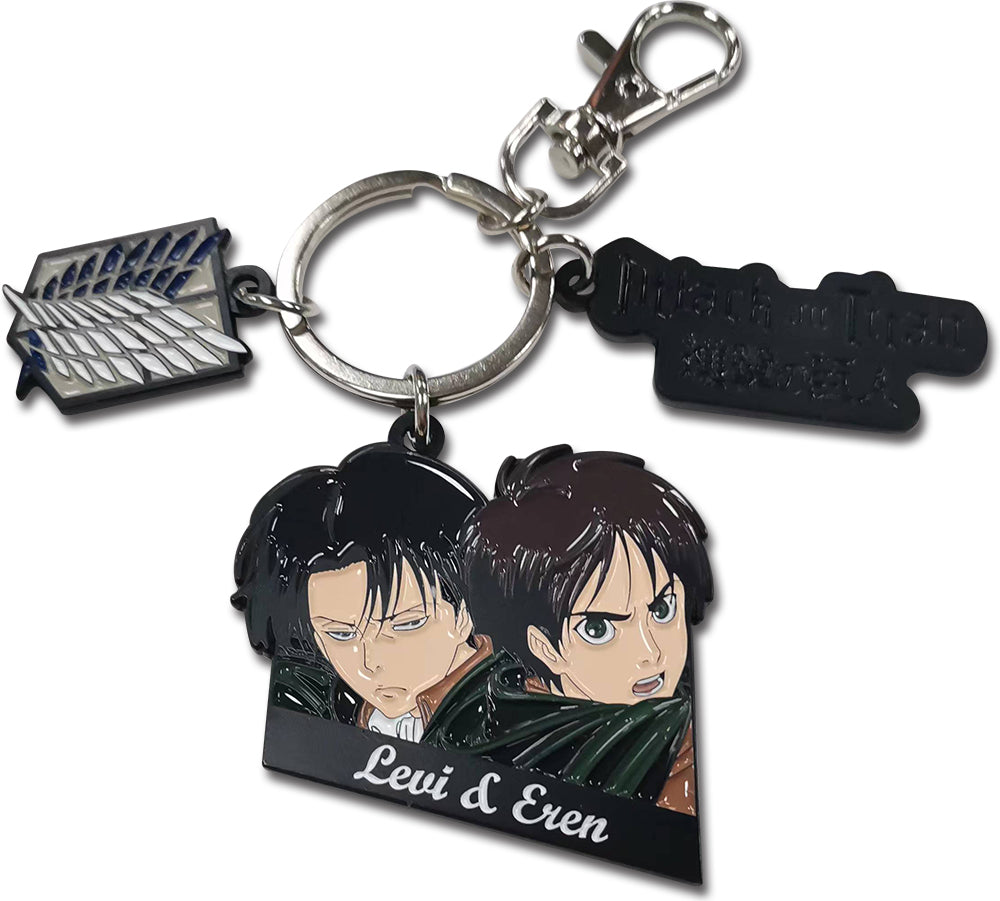 ATTACK ON TITAN - EREN AND LEVI THREE CHARM KEYCHAIN