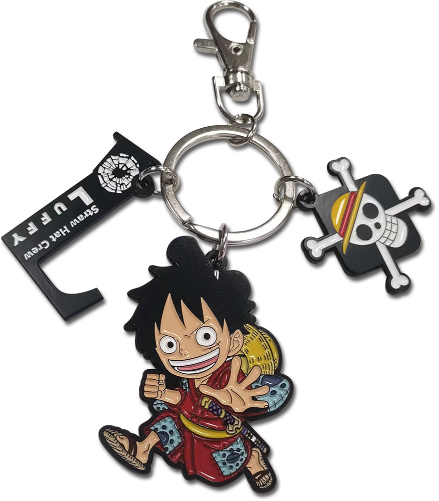 ONE PIECE - LUFFY WANO VERSION SD WITH ICON THREE CHARMS KEYCHAIN
