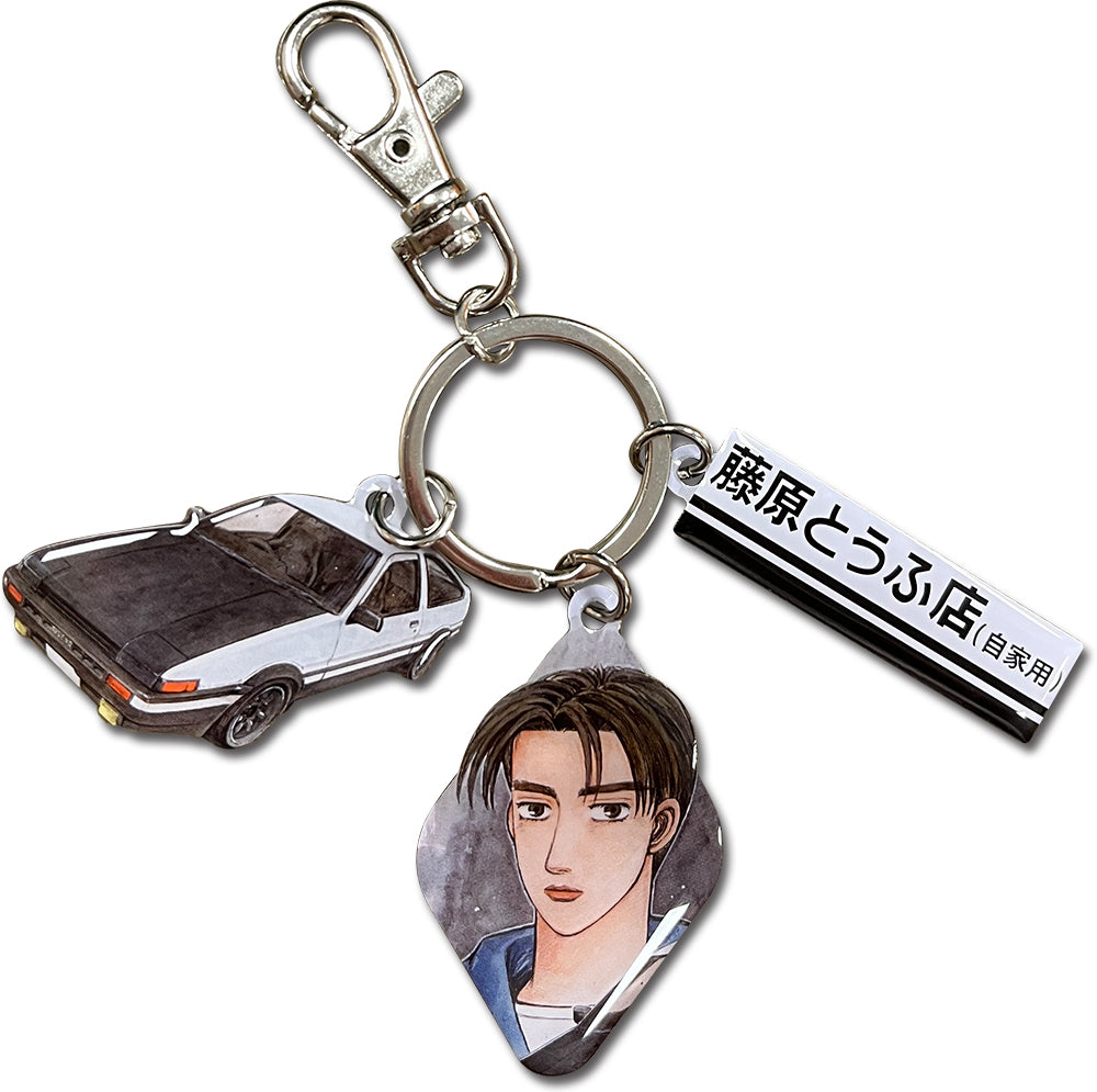 INITIAL D (COMIC) - TAKUMI FUJIWARA WITH LOGO THREE CHARMS KEYCHAIN