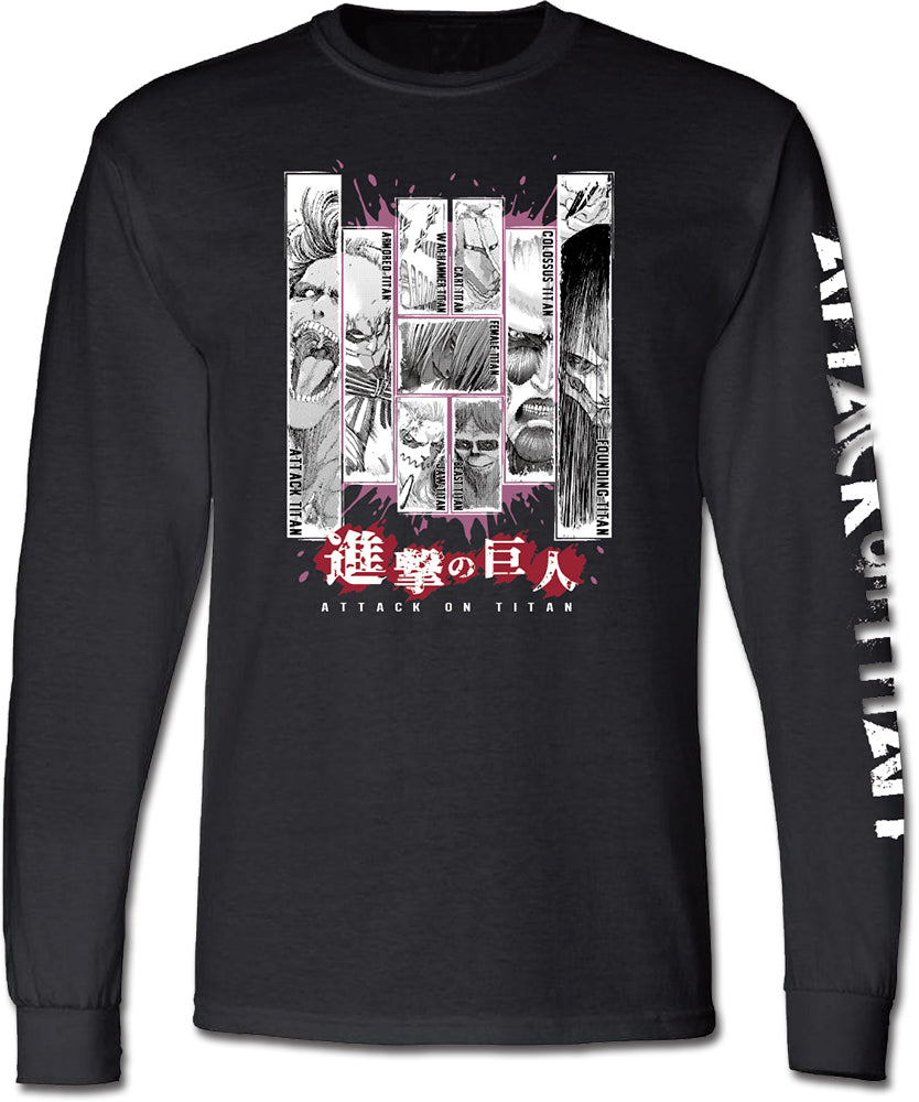 ATTACK ON TITAN MANGA - ALL 9 TITANS #2 BLACK LONG SLEEVE SHIRT