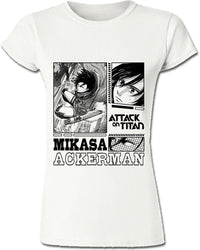 Thumbnail for ATTACK ON TITAN MANGA - MIKASA  ACKERMANN COMIC 01 BLACK JRS'S T-SHIRT