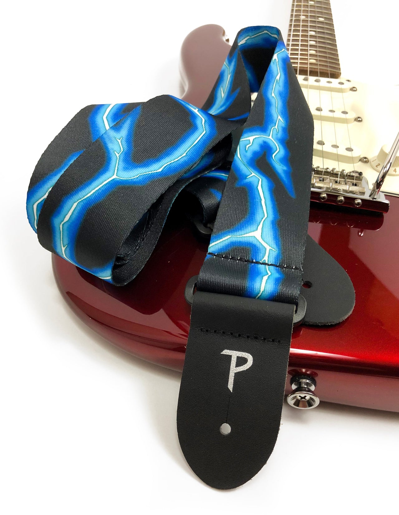BLUE LIGHTNING BOLT DESIGN POLYESTER GUITAR STRAP