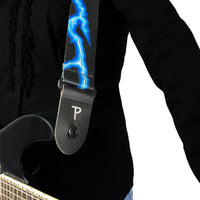 Thumbnail for BLUE LIGHTNING BOLT DESIGN POLYESTER GUITAR STRAP