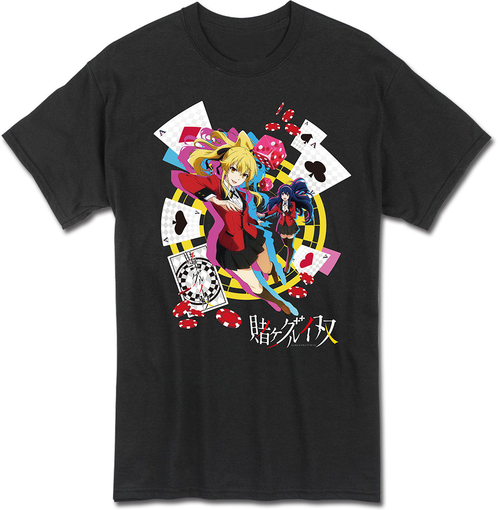 KAKEGURUI TWIN - KEY ART CHARACTER PLAYING CARDS BACKGROUND BOYFRIEND T-SHIRT