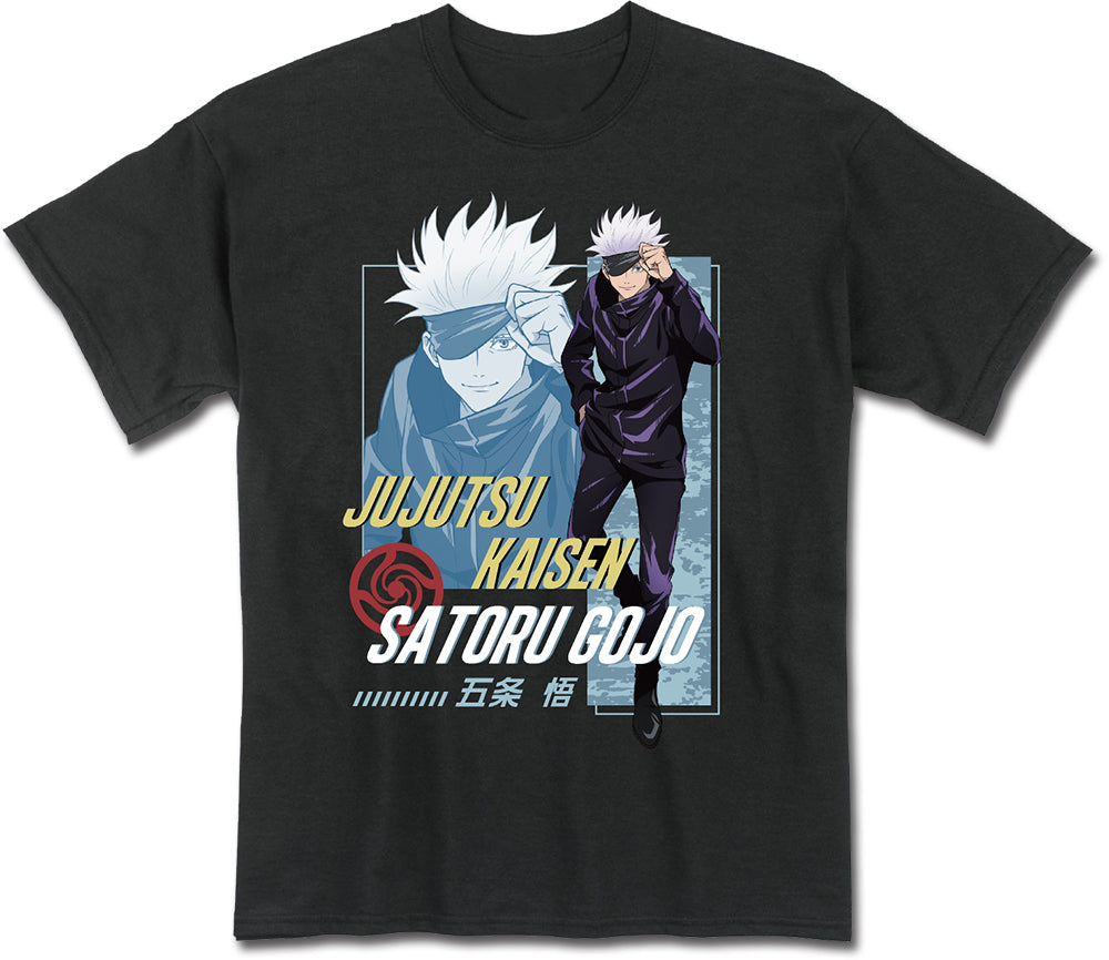 JUJUTSU KAISEN - SATARO GOJO CLOSE UP LINE ART BLACK MEN'S T-SHIRT