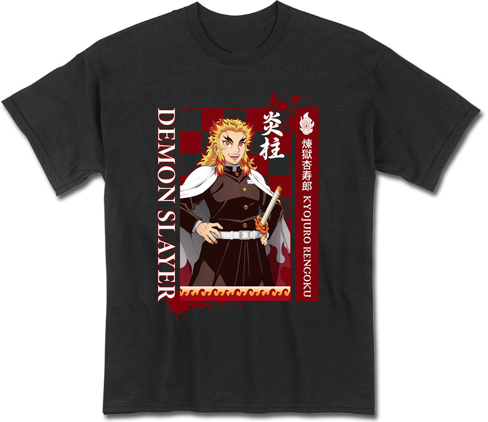 DEMON SLAYER TV2 - KYOJURO RENGOKU CHARACTER AR BLACK BOYFRIEND T-SHIRT