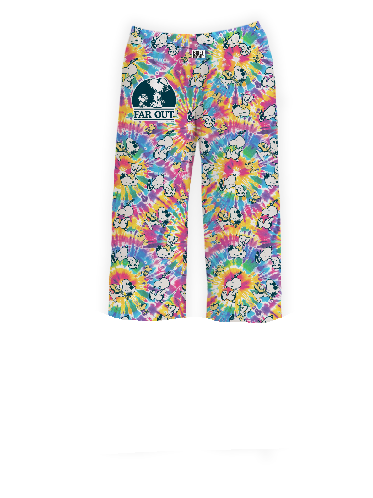 BRIEF INSANITY Far Out Tie Dye Snoopy Pajama Lounge Pants