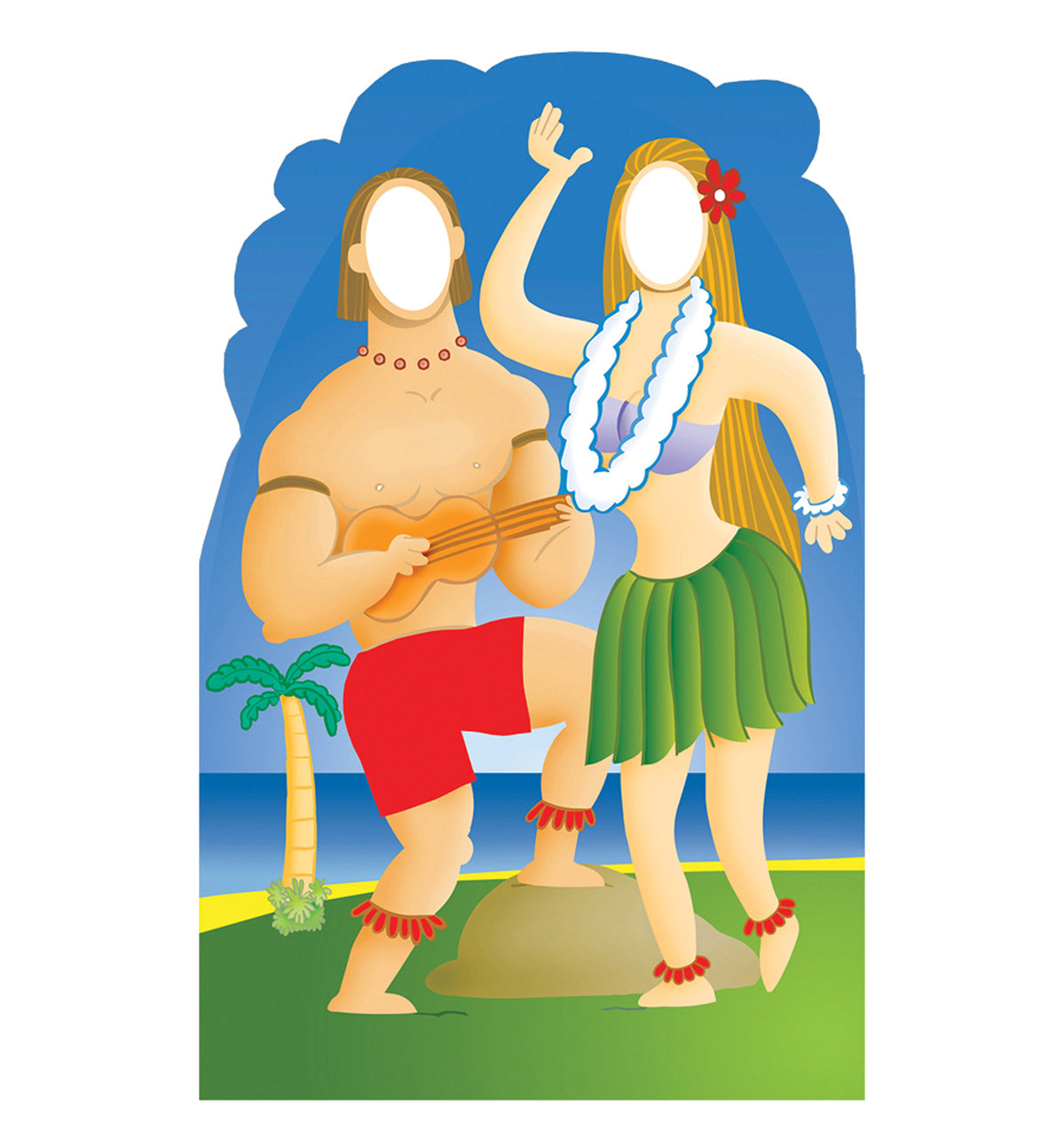 Life-size Hawaiians with Ukulele Stand-in Cardboard Cutout
