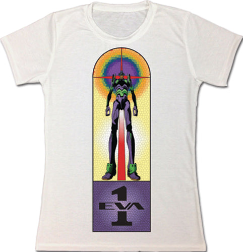 EVANGELION NEW MOVIE - UNIT 01 STAINED GLASS JRS T-SHIRT..