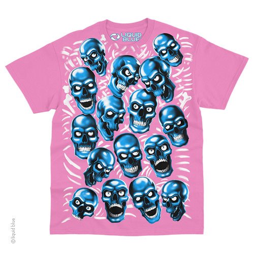 Skull Pile Blue Pink T-Shirt