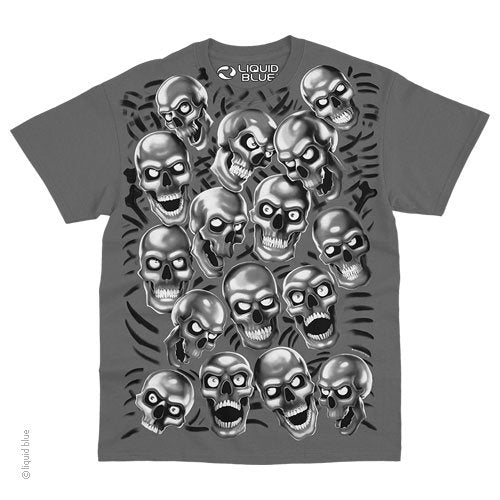 Skull Pile Gray Silver T-Shirt