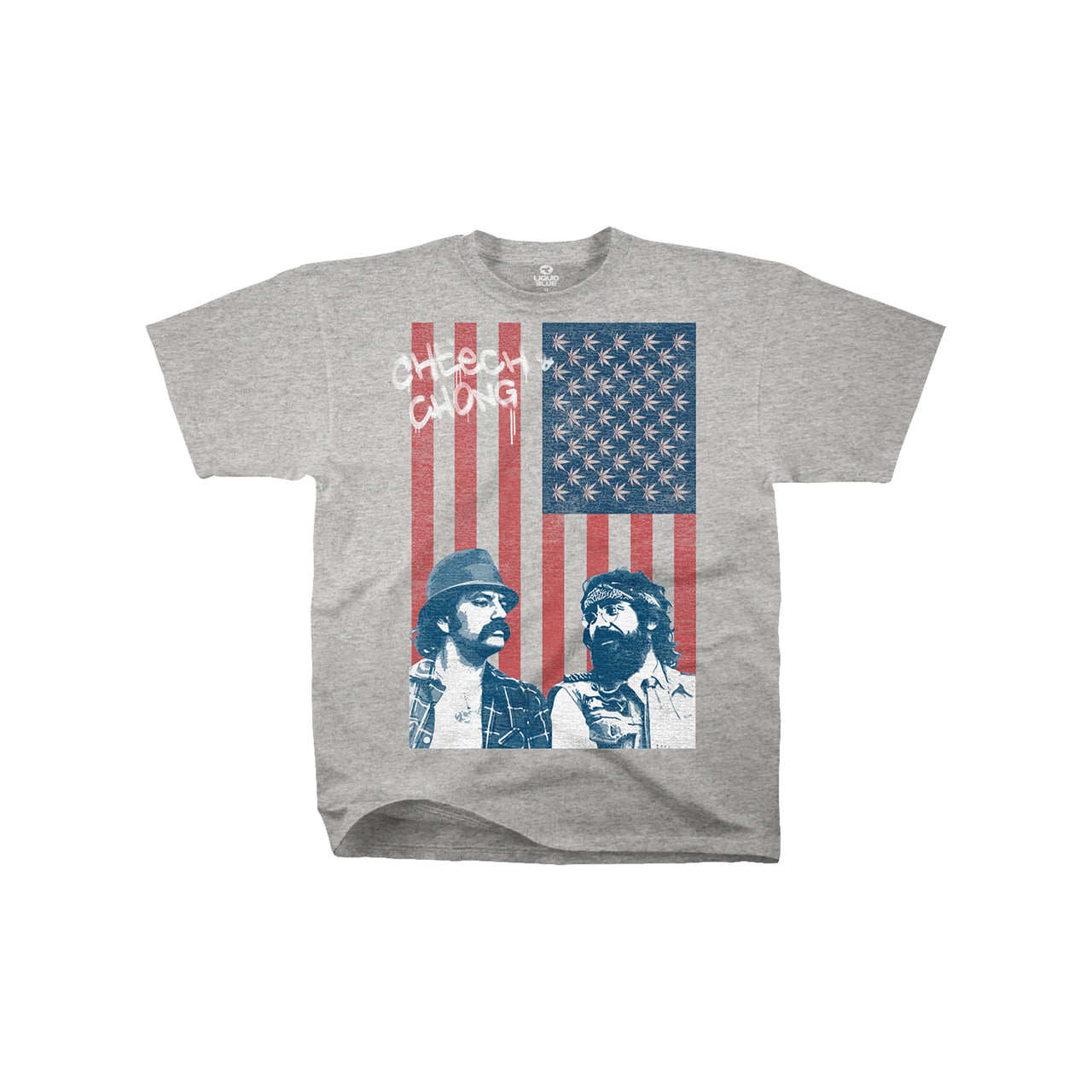 Red, White, Blue and Green Heather Grey Cotton Viscose T-Shirt