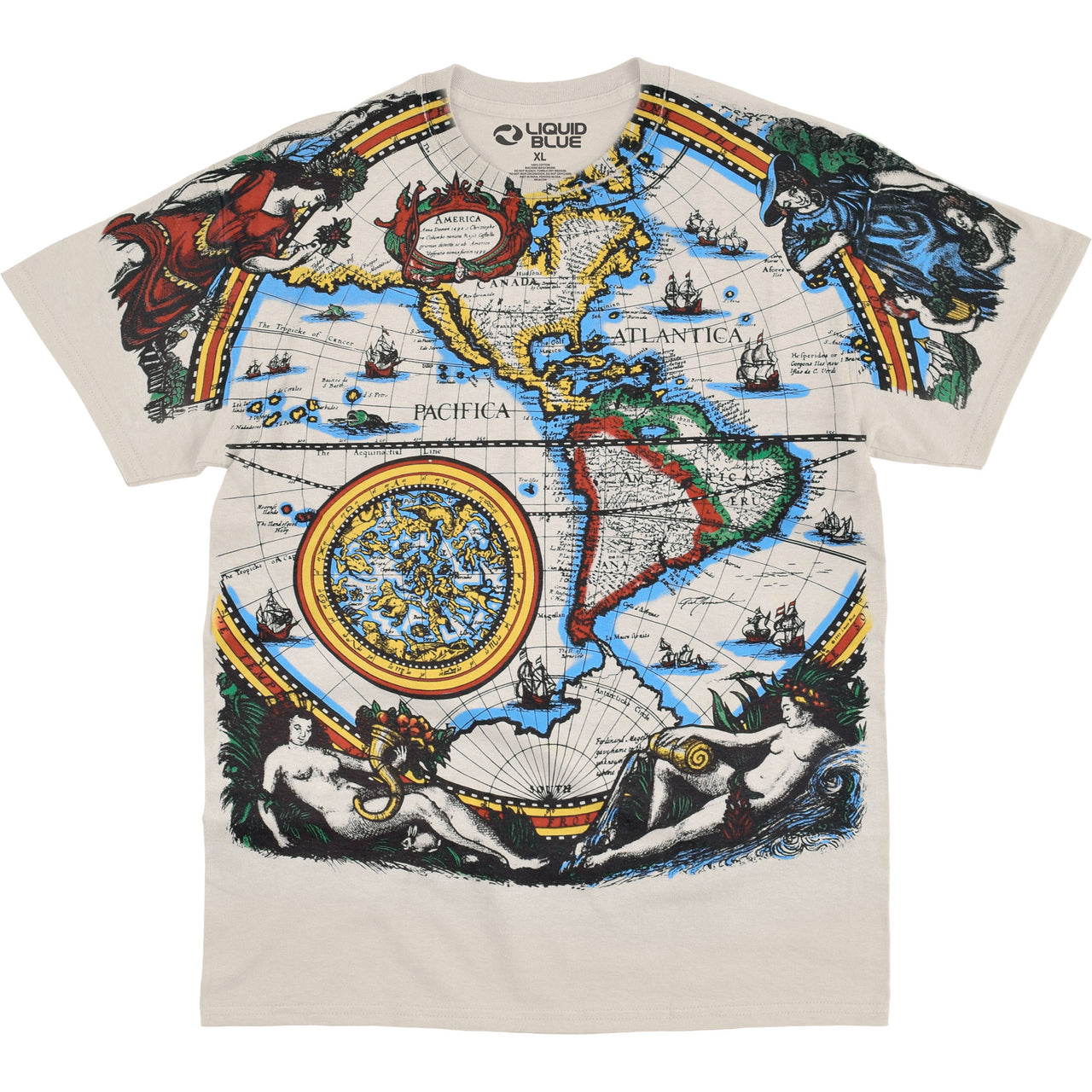 Old World Map Tan T-Shirt
