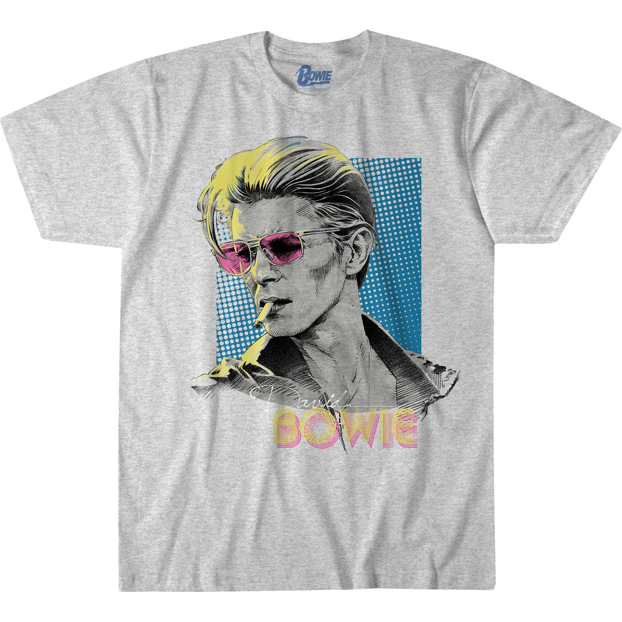 Bowie Sketch Heather Grey Poly-Cotton T-Shirt