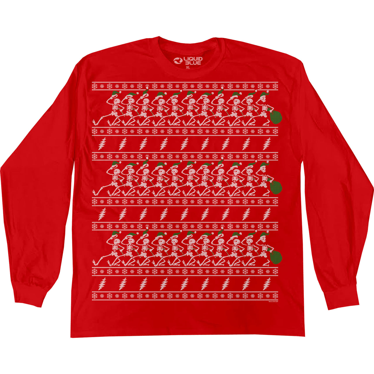 Dancin Skeletons Xmas Sweater Red Long Sleeve T-Shirt