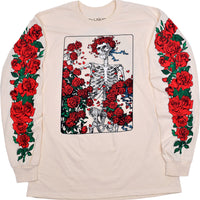 Thumbnail for Woodcut Wheel & Roses Long Sleeve Natural T-Shirt
