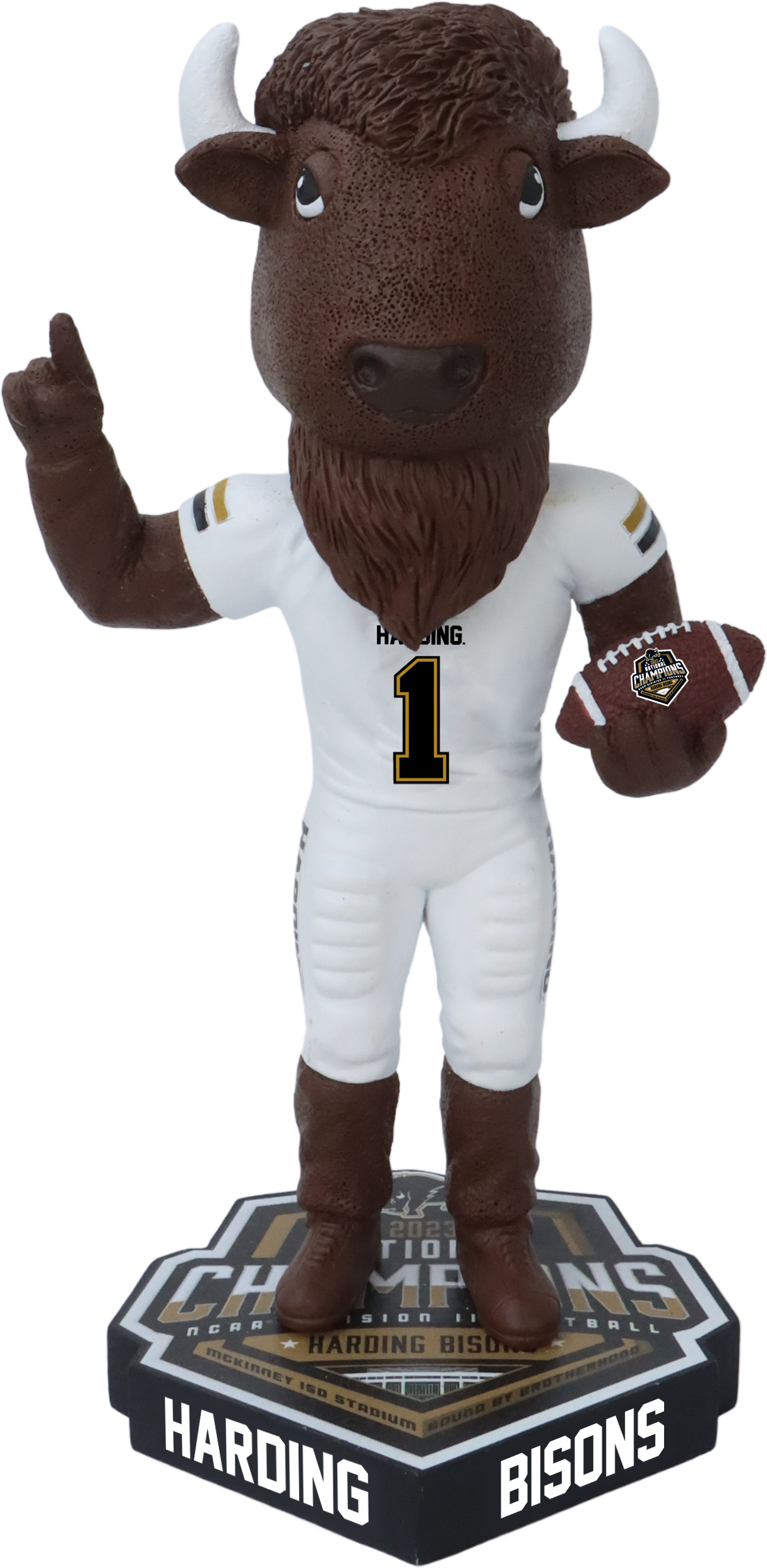 Harding D2 Football 2023 Champions Bobblehead - White Jersey
