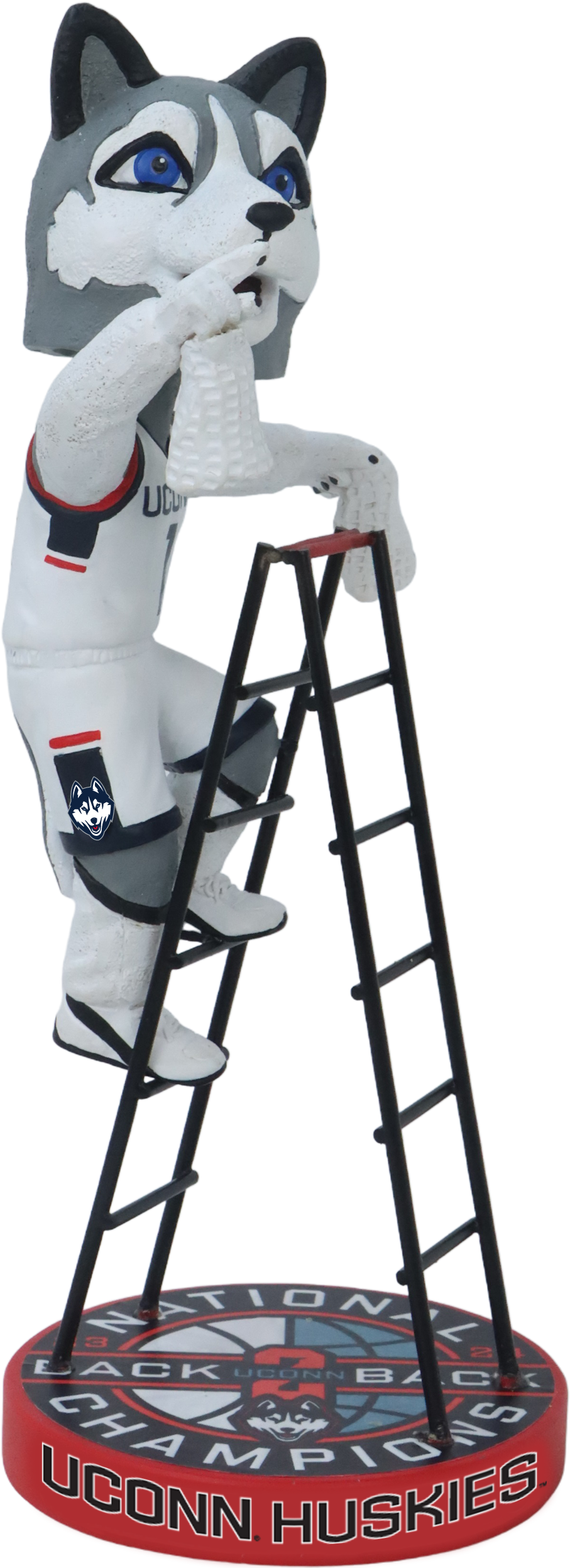 Jonathan The Husky UConn Huskies 2024 Men's Basketball Champs Ladder Bobblehead