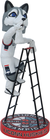 Thumbnail for Jonathan The Husky UConn Huskies 2024 Men's Basketball Champs Ladder Bobblehead